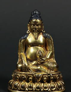 GILT BRONZE CAST STATUE: Dimension 6.5 x 5 x 8.5 cm / Weight 280g