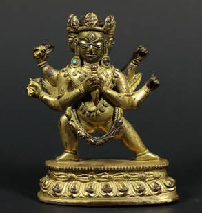 GILT BRONZE CAST VAJRA KILAYA BUDDHA STATUE: Dimension 7.5 x 3 x 10.5 cm / Weight 395g