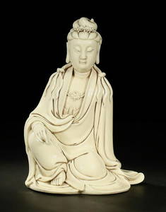 DEHUA PORCELIAN CARVED GUANYIN BUDDHA STATUE