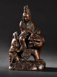 CHENXIANG WOOD CARVED GUANYIN BUDDHA STATUE