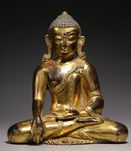 GILT BRONZE CAST SAKYAMUNI BUDDHA STATUE