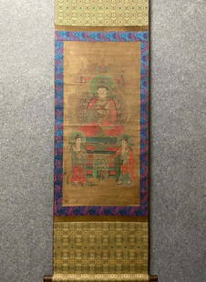 FANQIONG GUANYIN BUDDHA PATTERN PAINTING: Painting Core Size 34.5 x 97.5 cm