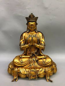 GILT BRONZE CAST GUANYIN BUDDHA STATUE