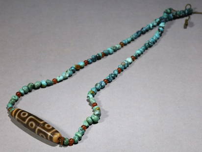 TIBETAN AGATE DZI NECKLACE: Length 5 cm / Width 1.2 cm / Weight 30 g / For more detailed description of this item please leave message to us or contact us at Email: info@empireauctioninc.com