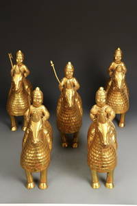 SET OF GILT BRONZE TERRACOTTA WARRIORS ORNAMENT