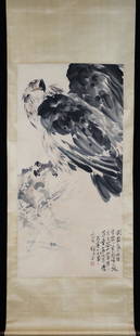 LIU JIYOU HAWK PATTERN PAINTING: Painting Core Size 135 x 62 cm