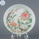 YONGZHENG MARK FAMILLE ROSE GLAZE PEONY FLOWER PLATE