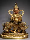 GILT BRONZE WITH GEM CAST GANESH BUDDHA STATUE