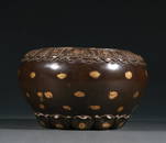 GILT SPLASHED BRONZE CAST LOTUS PATTERN CENSER