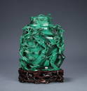 MALACHITE CARVED BEAST PATTERN VASE