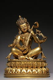 GILT BRONZE SARASVATI BUDDHA STATUE