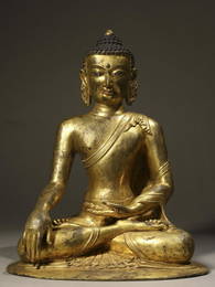 GILT BRONZE SAKYAMUNI BUDDHA STATUE