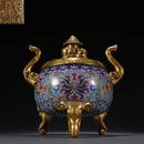 CLOISONNE CAST ELEPHANT CENSER