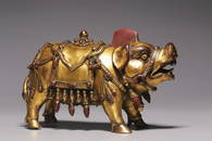 GILT BRONZE CAST PIG PENDANT
