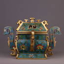 GILT CLOISONNE ENAMEL CAST FLORAL PATTERN CENSER
