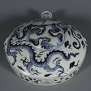 BLUE&WHITE GLAZE DRAGON PATTERN DOUBLE EAR VASE
