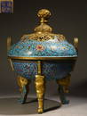 GILT BRONZE&CLOISONNE CAST FLORAL&DRAGON CENSER