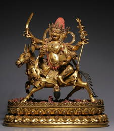 GILT BRONZE CAST AUSPICIOUS BUDDHA STATUE