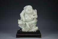 XINJINAG HETIAN JADE CARVED MAITREYA BUDDHA ORNAMENT