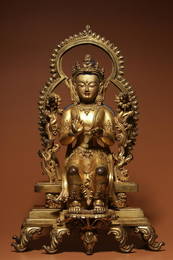 GILT BRONZE MAITREYA BUDDHA STATUE