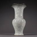 GE WARE GLAZE SILVER RIM CRACK PATTERN VASE