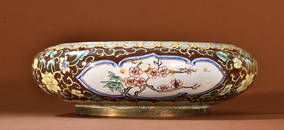 COPPER ENAMELED FLOWER PATTERN BRUSH WASHER