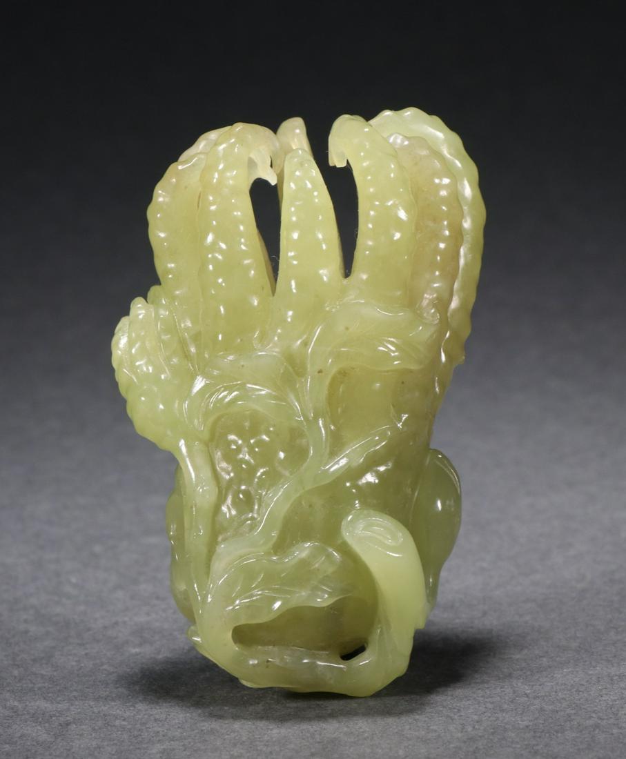 HETIAN TOPAZ CARVED BUDHA'S HAND PENDANT (1 of 9)
