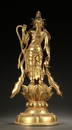 GILT BRONZE CAST GUANYIN BUDDHA STATUE