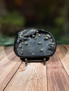 DUAN STONE CARVED BAT PATTERN INK SLAB: Length 21.3 cm / Width 15.6 cm / Thickness 6.6 cm /, (L 8.4 in / W 6.1 in / H 2.6 in ), For more detailed description of this item please leave message to us or contact us at Email: