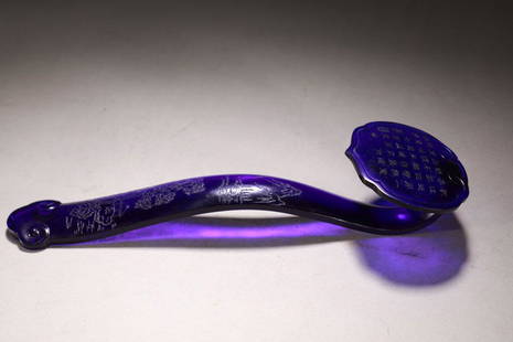 GLASS POETRY PATTERN RUYI: Dimension 28 x 8.5 cm / Weight 250 g, (Dimension 11 x 3.3 in), For more detailed description of this item please leave message to us or contact us at Email: info@empireauctioninc.com /