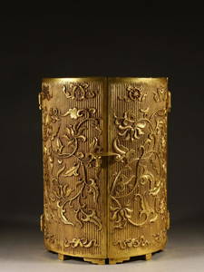 GILT BRONZE FLOWER PATTERN COLLECTION STORAGE BOX