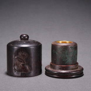 CHENXIANG WOOD FLOWERS&BIRD PATTERN GOLD RIM THUMB RING: Height 3 cm / Width 3.9 cm / Inner-Diameter 2.2 cm / Weight 28 g, (H 1.2 in / W 1.5 in / Inner-Diameter 0.9 in), For more detailed description of this item please leave message to us or contact us at