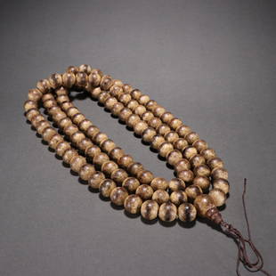 CHENXIANG WOOD CARVED LONG NECKLACE: Bead-Diameter 1.6 cm / Weight 182 g, (Bead-Diameter 0.6 in), For more detailed description of this item please leave message to us or contact us at Email: info@empireauctioninc.com /