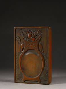 BAMBOO CARVED ELEPHANT POETRY PATTERN SQUARE INK SLAB: Length 16.5 cm / Width 9.5 cm / Height 12.7 cm / Weight 258 g, (L 6.5 in / W 3.7 in / H 5 in), For more detailed description of this item please leave message to us or contact us at Email: