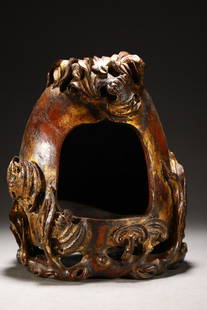 BAMBOO CARVED BAT PATTERN PAGODA: Dimension 16 x 12 x 19.5 cm / Weight 567 g, (Dimension 6.3 x 4.7 x 7.7 in), For more detailed description of this item please leave message to us or contact us at Email: info@empireauctioninc.com /