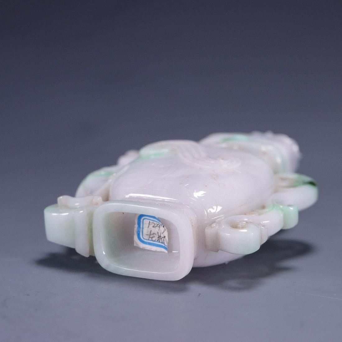 JADEITE CARVED DRAGON PATTERN VASE - 9