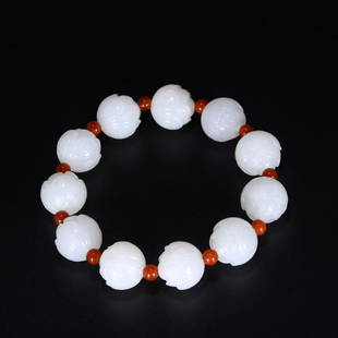 HETIAN JADE CARVED LOTUS FLOWER PATTERN BRACELET: Diameter 1.8 cm / Weight 89 g, (Diameter 0.7 in), For more detailed description of this item please leave message to us or contact us at Email: info@empireauctioninc.com / www.empireauctioninc.com/