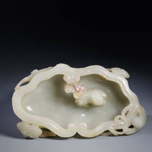 HETIAN JADE CARVED CHILD PATTERN BRUSH WASHER: Length 16.9 cm / Width 8.6 cm / Height 3.5 cm / Weight 474 g, (L 6.7 in / W 3.4 in / H 1.4 in), For more detailed description of this item please leave message to us or contact us at Email: