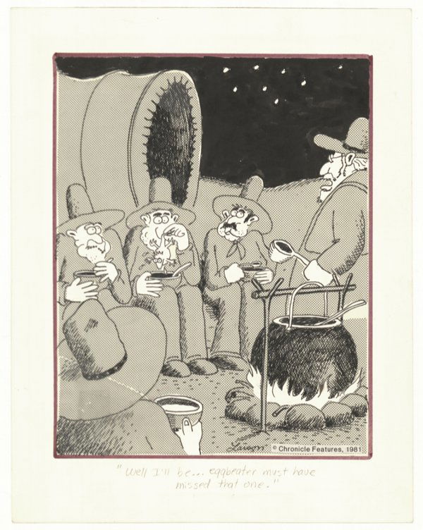 2 Gary Larson Far Side daily 1981 original comic art Sep 29, 2006