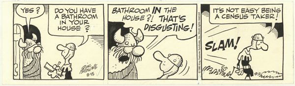 Browne Hagar daily 8/15/80 original comic art: Dik Browne, Hagar the Horrible daily, 8/15/80, 4"x13".