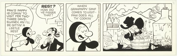 Lasswell Snuffy Smith daily 1969 original comic art