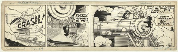 Capp Li'l Abner daily 2/4/35 original comic art: Al Capp, Li'l Abner daily, 2/4/35, 5 1/2"x22", "A Close Shave".