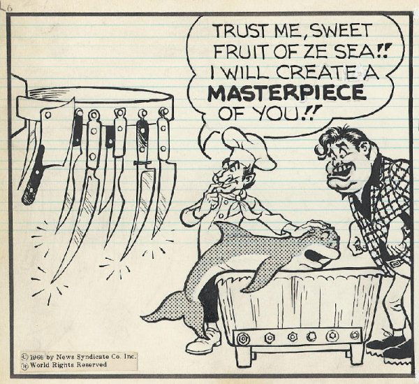 Capp Li'l Abner daily 4/12/66 original comic art: Al Capp, Li'l Abner daily, 4/12/66, 5 1/2"x19".