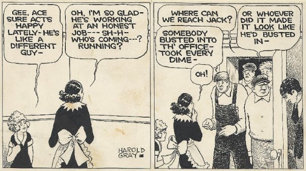Gray Little Orphan Annie 8/6/38 original comic art - 2