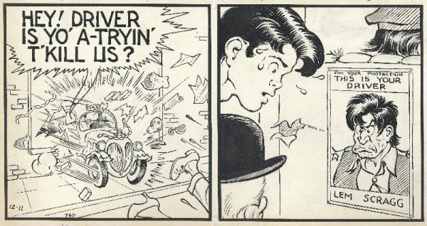 Capp Li'l Abner daily 12/11/41 original comic art: Al Capp, Li'l Abner daily, 12/11/41, 6"x22", "It's a small world, hain't it?".