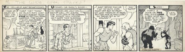 Capp Li'l Abner daily 6/1/39 original comic art: Al Capp, Li'l Abner daily, 6/1/39, 5 1/2"x22 1/2", "The wide open spaces!".