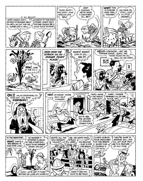 Dik Browne The Tracy Twins page: Dik Browne, The Tracy Twins comic page, date unknown, 18"x14".