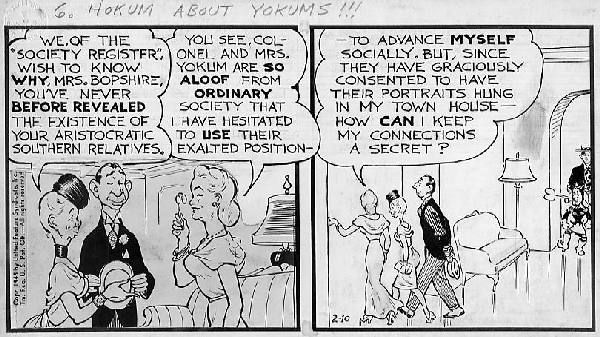 Al Capp Li'l Abner daily 2/10/45: Al Capp, Li'l Abner daily, 2/10/45, 5 1/2"x22", image in first panel is a pasted-on stat.