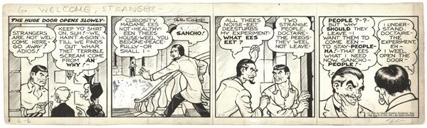 Al Capp Li'l Abner daily 6/6/36 comic art: Al Capp, Li'l Abner daily, 6/6/36, 5 1/2"x22 1/2".