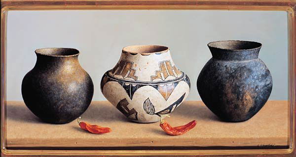 William Acheff - Two are Taos: William Acheff (b. 1947 AOA, NAWA) Two are Taos, 2005 Signed '© Wm. Acheff 2005' lr Oil on canvas 14 by 28 inches